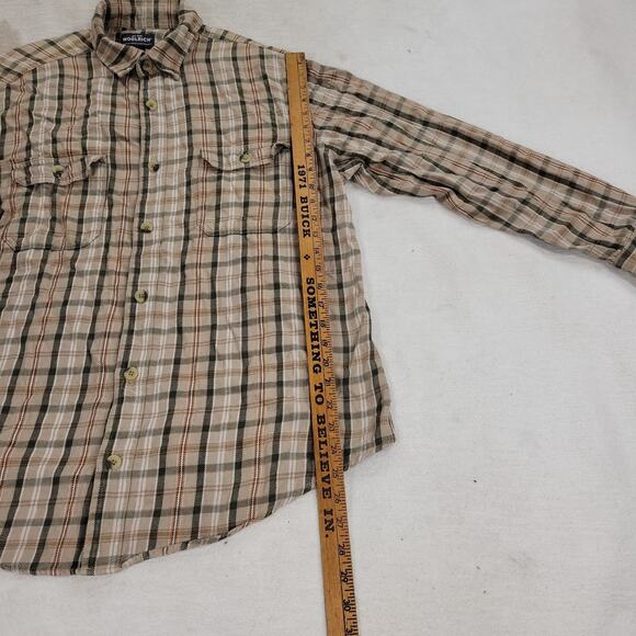 Woolrich Shirt Mens Size Large Beige Flannel Gorpcore Hiking Grunge Job Y2k Gorp - Picture 5 of 16